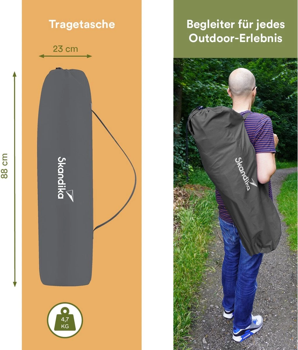 Skandika Moonchair Sirkka – Campingstoelen – Klapstoel – Vouwstoel – Kampeerstoel - Grote, Comfortabele, Campingstoel Opvouwbaar, Gepolsterd, Koelvak, Drinkhouder, Draaggreep En Draagtas, Antislipvoetjes - Max. 150 Kg – Zwart/grijs - Afbeelding 8