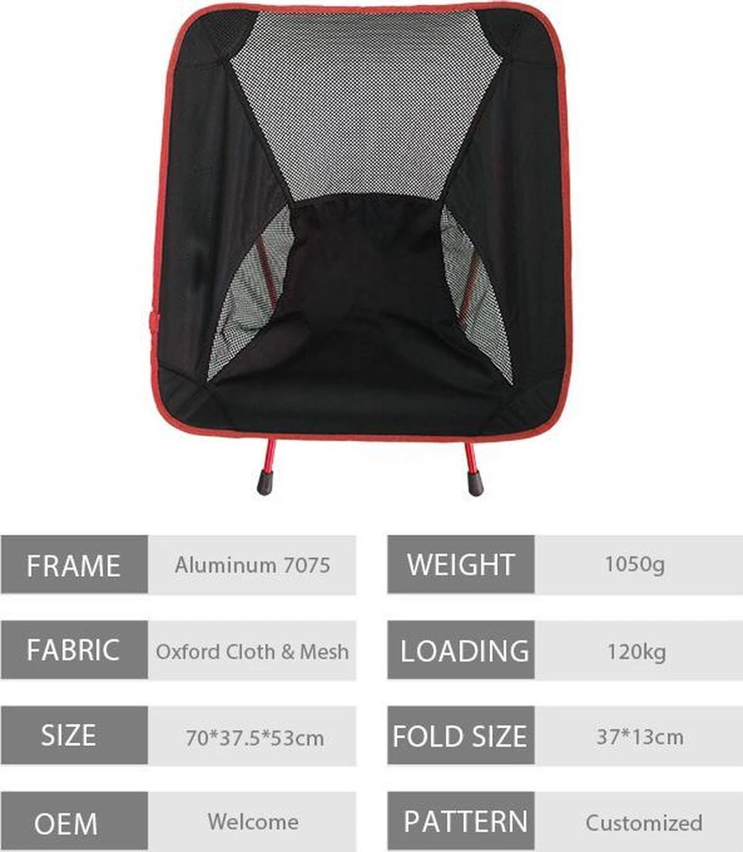 Lopoleis® Campingstoel – Campingstoel Opvouwbaar – Visstoel – Vouwstoel – Strandstoel – Inklapbaar – Lichtgewicht – Outdoor Stoel - Afbeelding 8