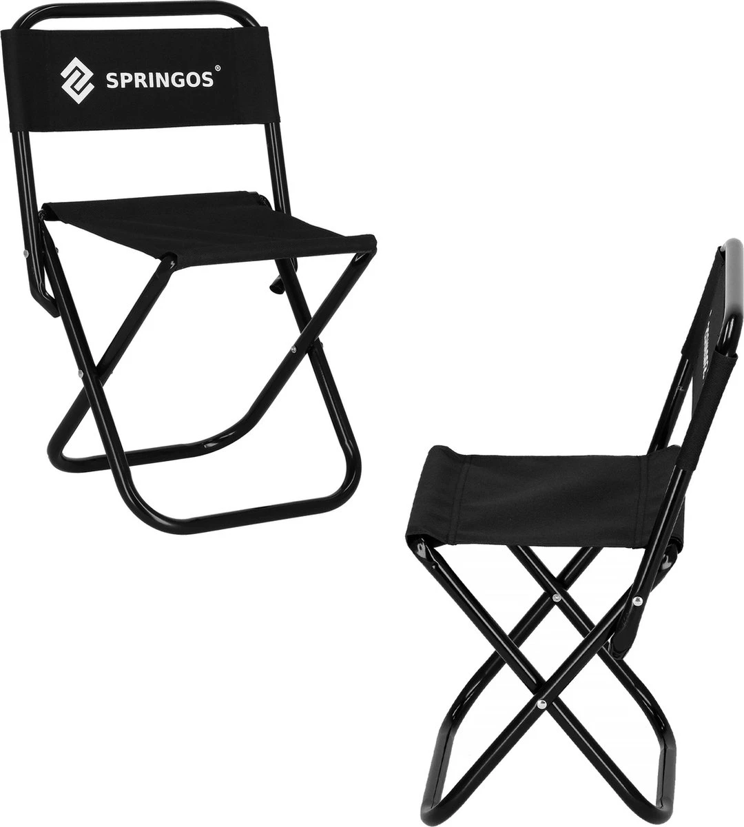 Springos Campingstoel | Kampeerstoel | Vouwstoel | Klapstoel | Zwart - Afbeelding 7