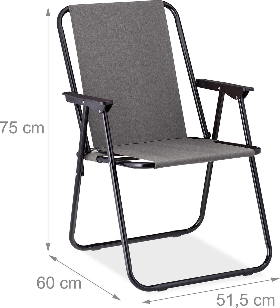 Relaxdays Campingstoel Inklapbaar Set Van 2 - Klapstoel 100 Kg - Visstoel Met Armleuningen - Grijs - Afbeelding 10