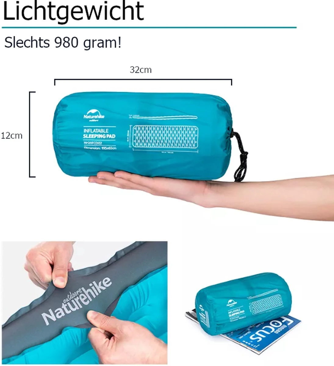 Naturehike® 3D Luchtmatras Premium - Comfortabel R-waarde 2.0 - Extra Dikke Slaapmat - Luchtbed Kamperen - Opblaasbaar Matras - Lichtgewicht - Outdoor - Camping - Afbeelding 4