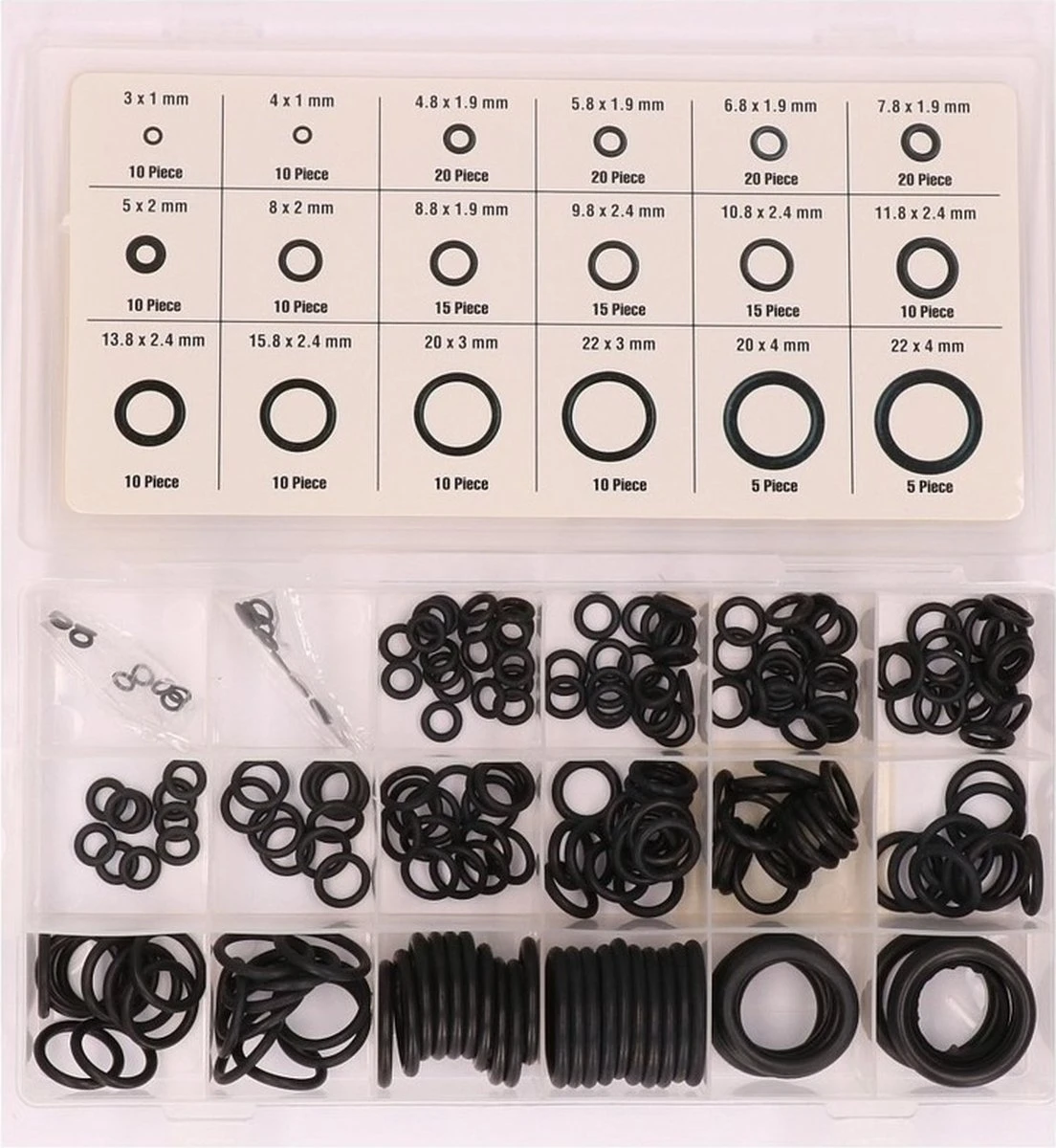 Benson O-ringen Set 225-delige Doos - Rubberen Ringetjes Set - Afsluitringetjes Set - Afbeelding 2