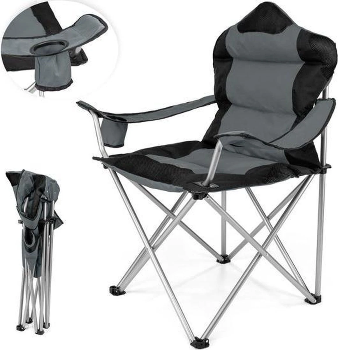 Sens Design Campingstoel - Kampeerstoel - Opvouwbaar - Grijs - Afbeelding 6