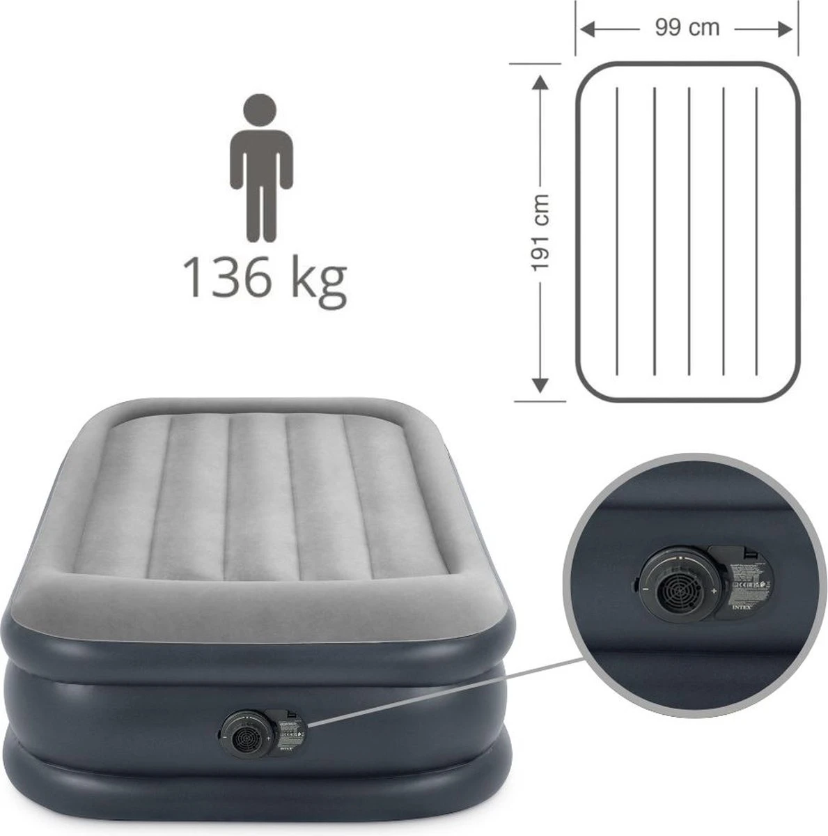 Intex Twin Deluxe Pillow Rest Raised Luchtbed - 191x99x42 Cm - Afbeelding 15