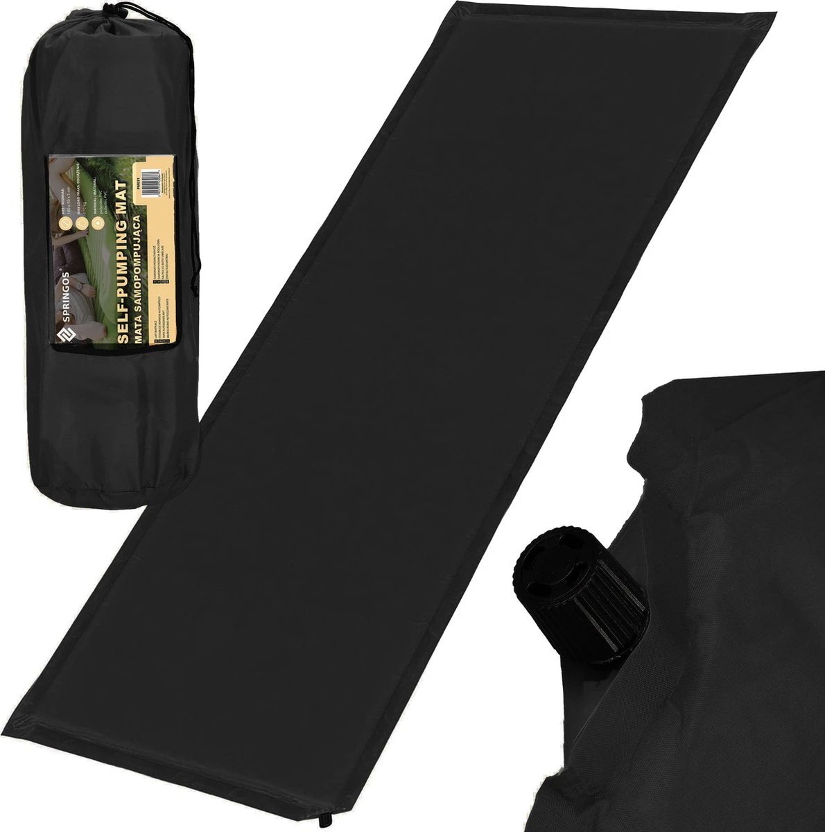 Springos Slaapmat | Zelfopblazend | 180 Cm | Inclusief Hoes | Zwart - Afbeelding 17