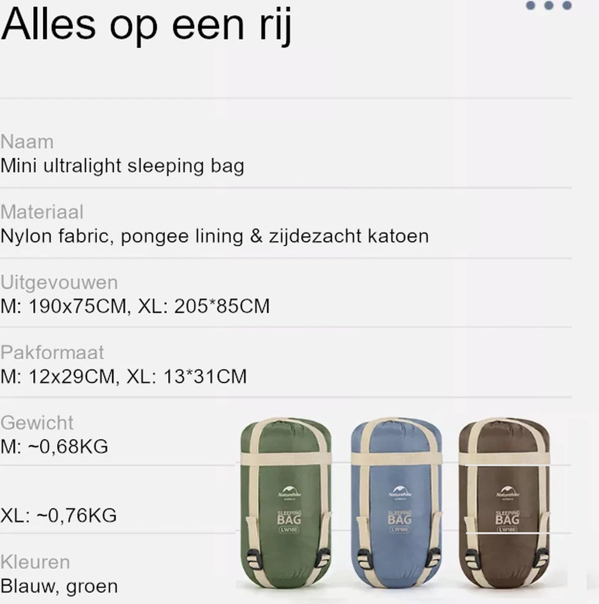 Naturehike® Slaapzak - Lichtgewicht - 205*85cm - Compact - Waterdicht - 3 Seizoenen Slaapzak Lente, Zomer & Herfst - Outdoor - Slaapzakken Volwassen & Kinderen - Afbeelding 12