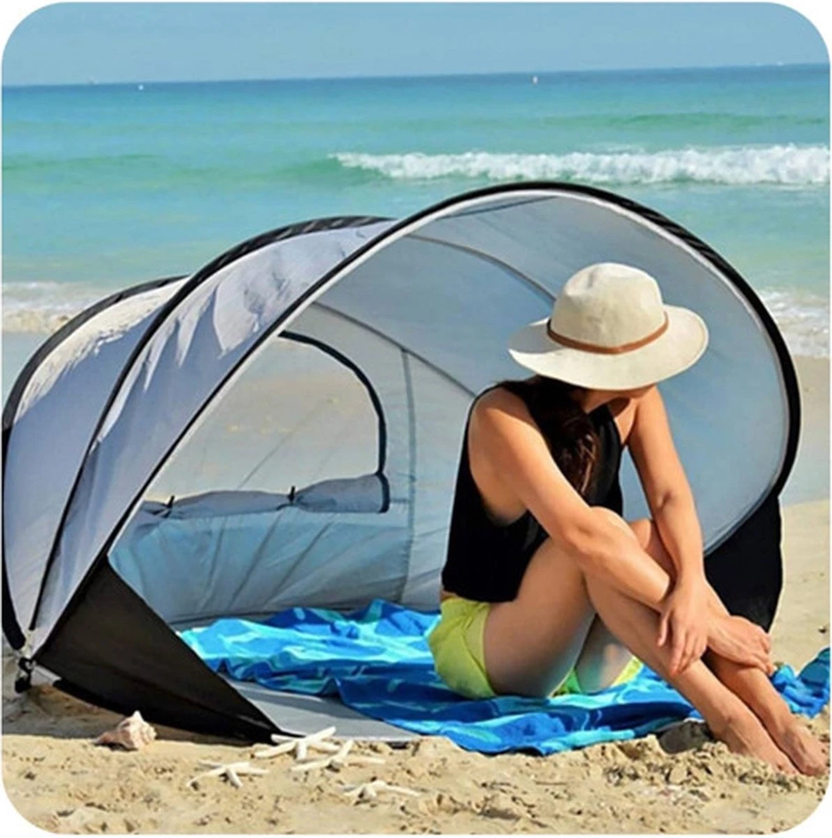 Deryan Luxe Pop Up Strandtent XXL - Anti-UV 50+ - Zilver - Afbeelding 7