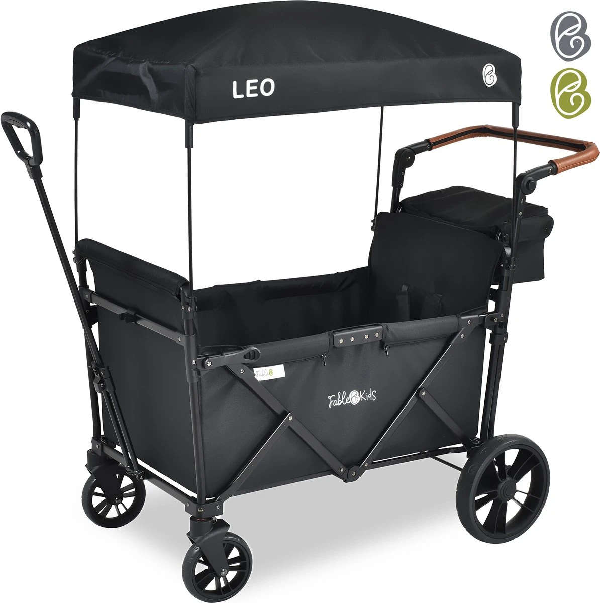 FableKids LEO X2 Lite Opvouwbare Handkar Met Dak Onyx Zwart