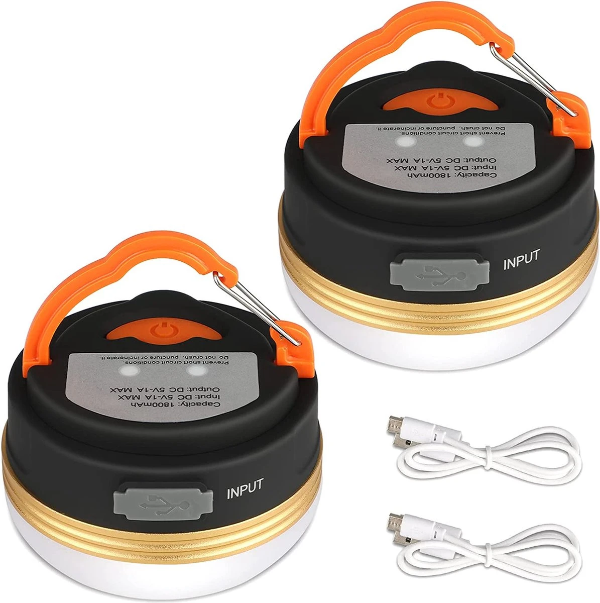 Albrillo Campinglamp LED 2 Stuks Campinglantaarn USB Oplaadbaar Campinglicht, 3 Modi Waterdicht Met 1800mAh Powerbank LED Campinglantaarn Tentverlichting Voor Vissen, Wandelen, Kamperen, Noodgevallen