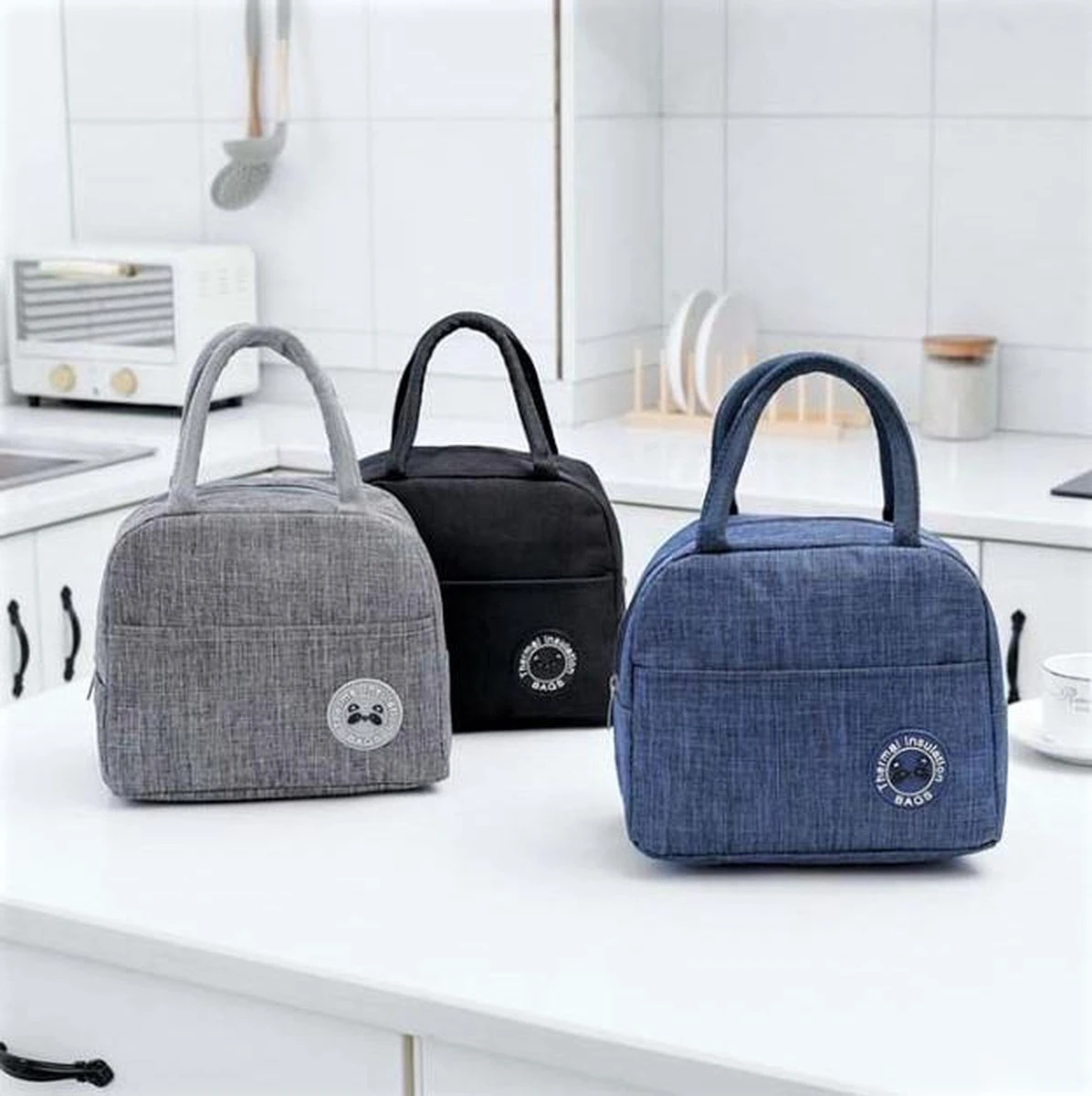 Koeltas - Lunchtas - Volwassenen En Kinderen - Compact & Handig: Zomer - Picknick -School - Lunch - Werk - Klassiek Grijs - Afbeelding 9