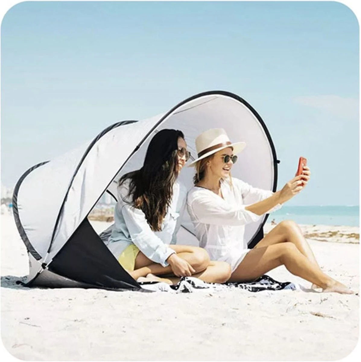 Deryan Luxe Pop Up Strandtent XXL - Anti-UV 50+ - Zilver - Afbeelding 3