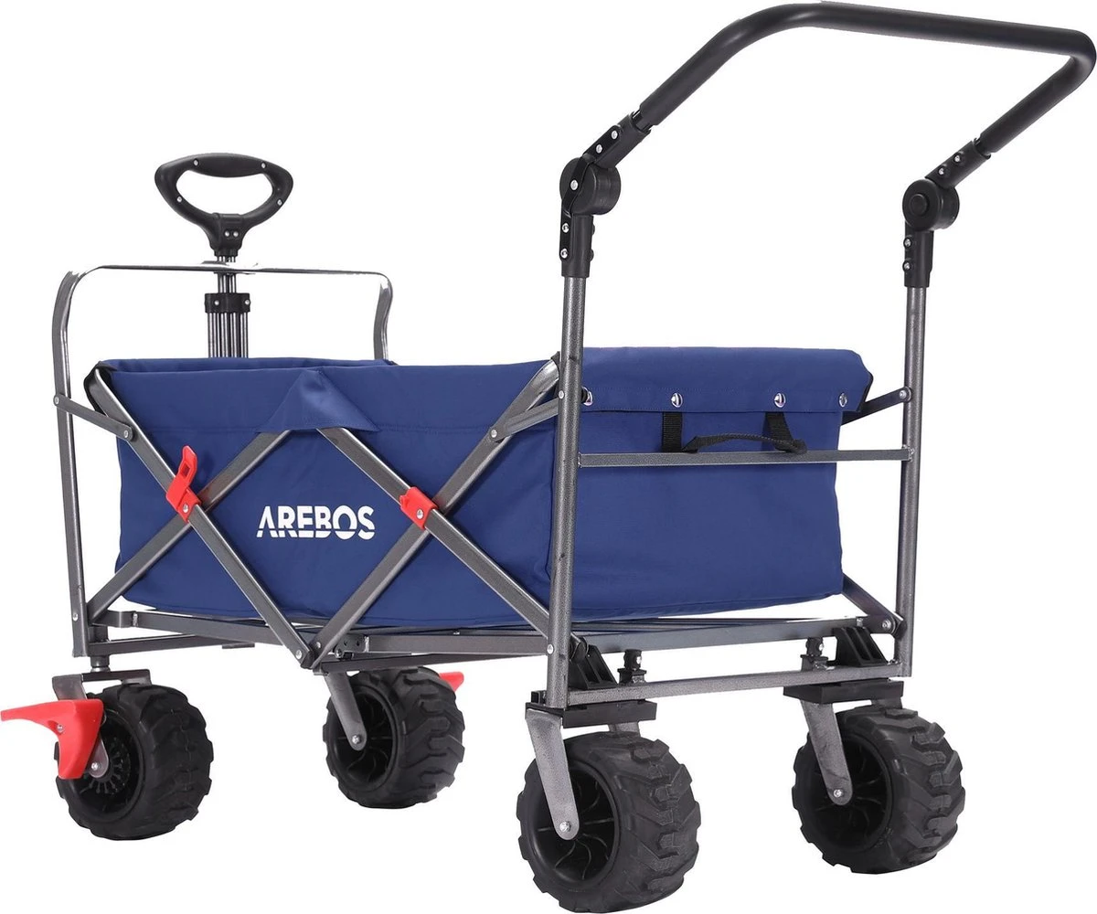 AREBOS Handkar | Transportwagen | Apparatuurwagen | Opvouwbaar | Duwstang| Blauw - Afbeelding 12