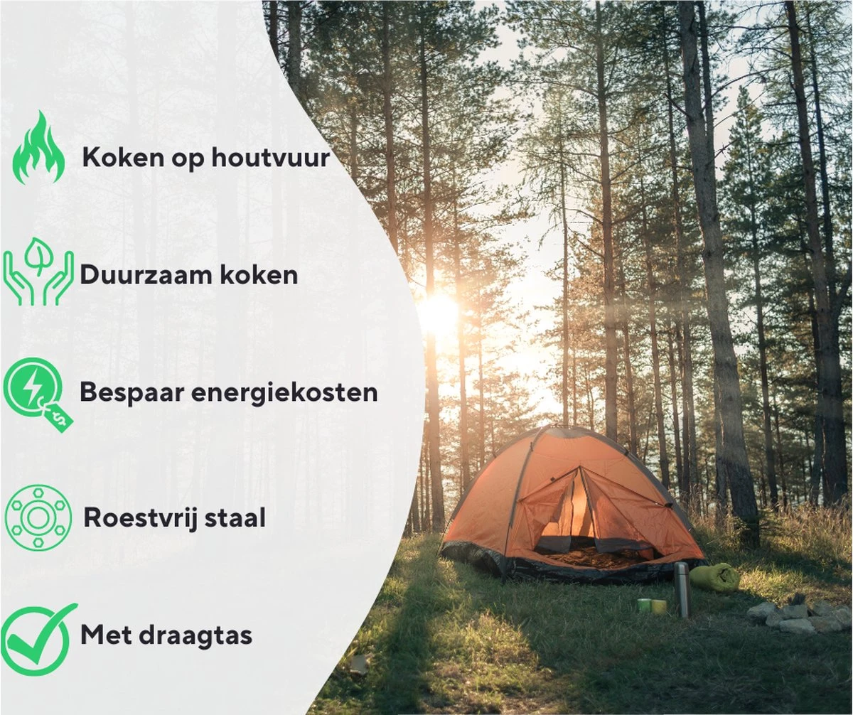 Thuiser Rocket Stove - Kooktoestel Op Houtvuur - Camping Gadget - Buiten Koken Op Vuur - Kookkachel Voor Buiten - Buiten Koken Op Vuur Toestellen - Kampeer Gadgets - Gadgets Mannen - Kampeer Kooktoestel - Kookkachel Op Hout - Met Draagtas - Afbeelding 2