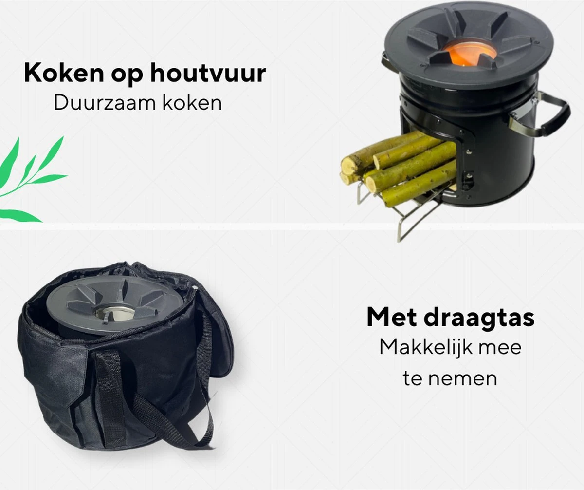 Thuiser Rocket Stove - Kooktoestel Op Houtvuur - Camping Gadget - Buiten Koken Op Vuur - Kookkachel Voor Buiten - Buiten Koken Op Vuur Toestellen - Kampeer Gadgets - Gadgets Mannen - Kampeer Kooktoestel - Kookkachel Op Hout - Met Draagtas - Afbeelding 3