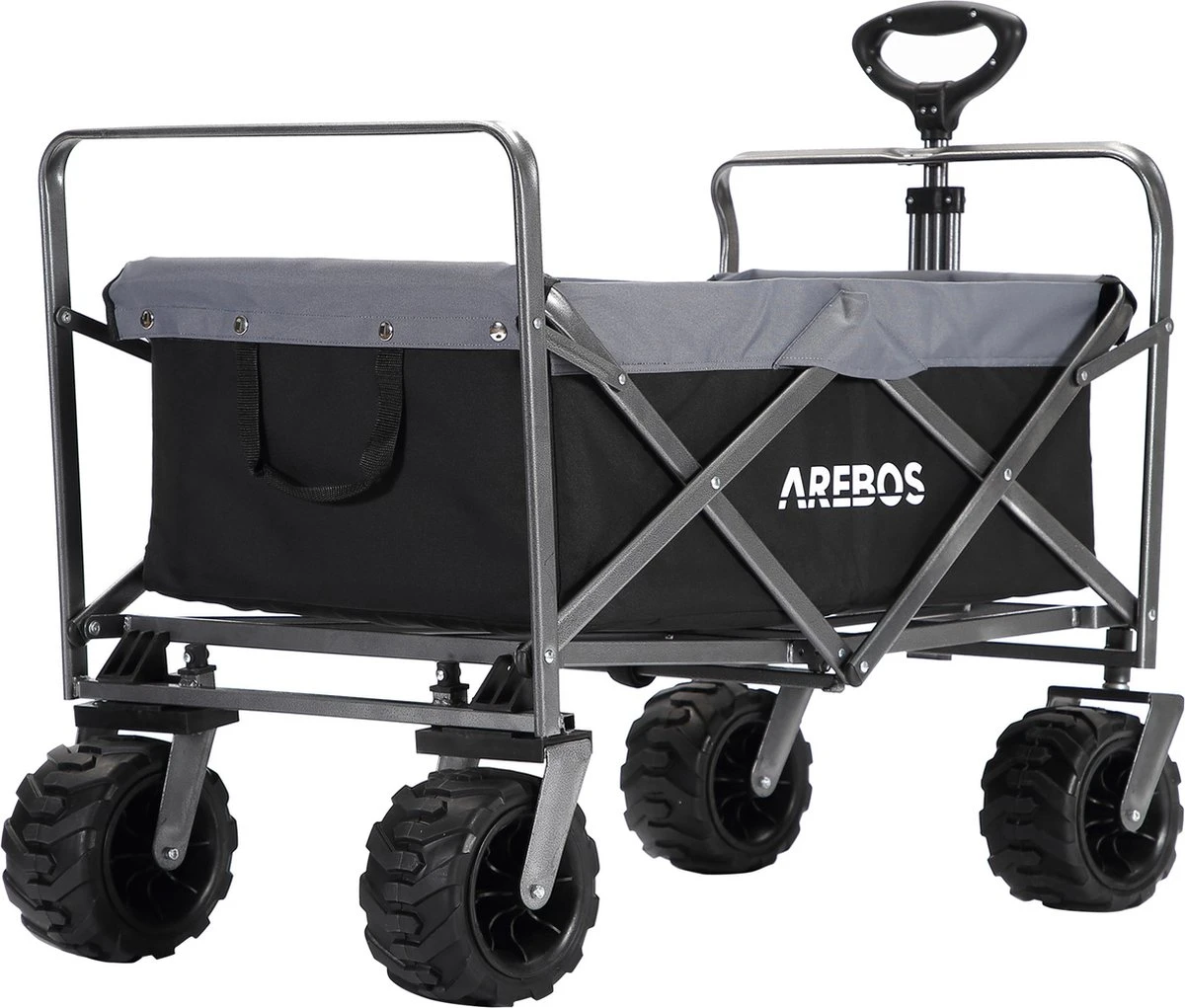 AREBOS Handkar | Transportwagen | Apparatuurwagen | Opvouwbaar | Zwart / Grijs - Afbeelding 9