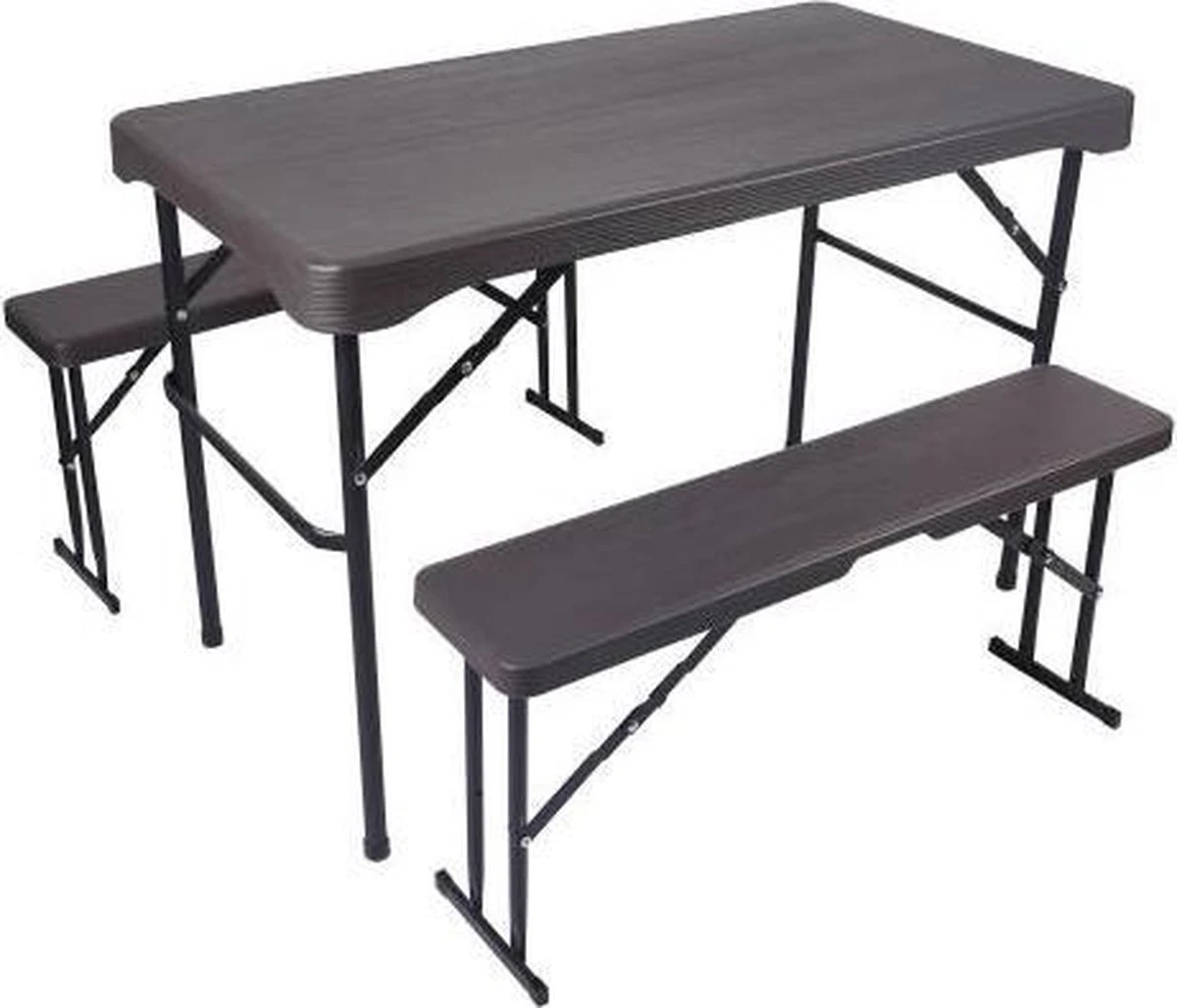 Rijoka Campingtafel Met Banken - Houtlook | Inklapbare Picknickset 108 X 60cm