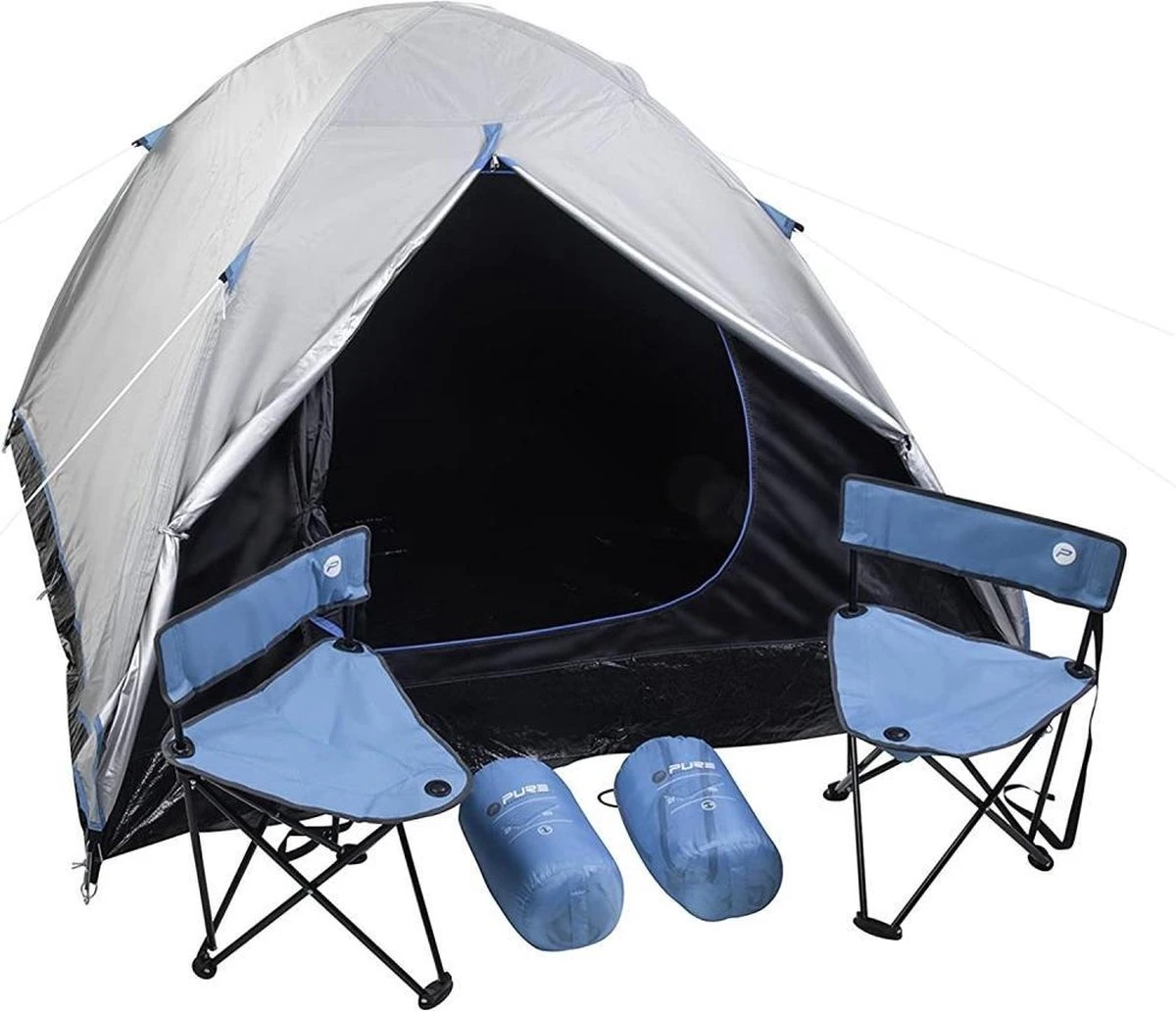 MaxxSport Camping Set - 2 Persoons - Tent + Slaapzakken + Campingstoelen - 200x190x120cm - Afbeelding 4