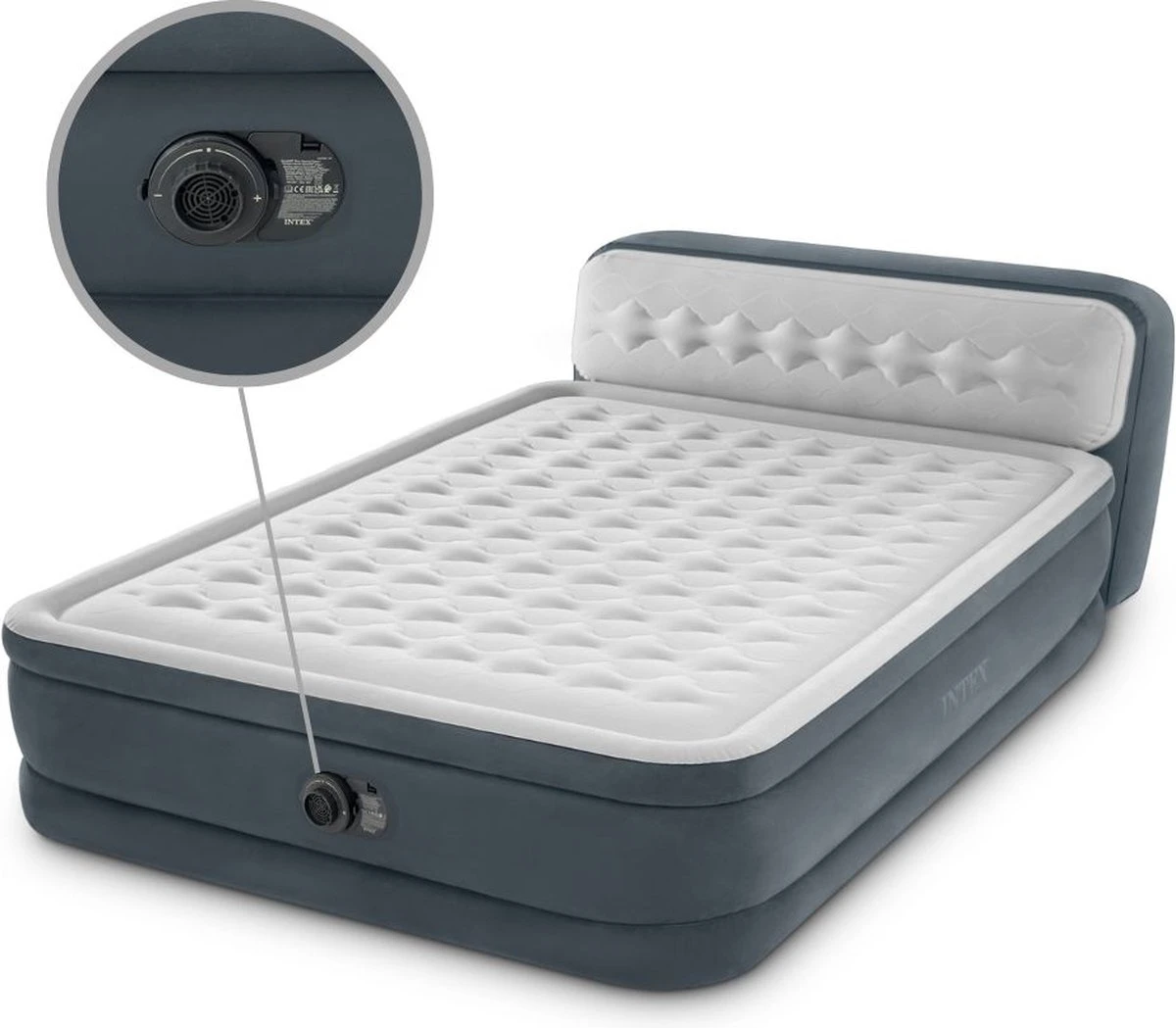 Intex 64448 - Queen Deluxe Ultra-Plush Zelfopblazend 2-persoons Luchtbed Met Hoofdboord (203x152x46cm) - Afbeelding 14