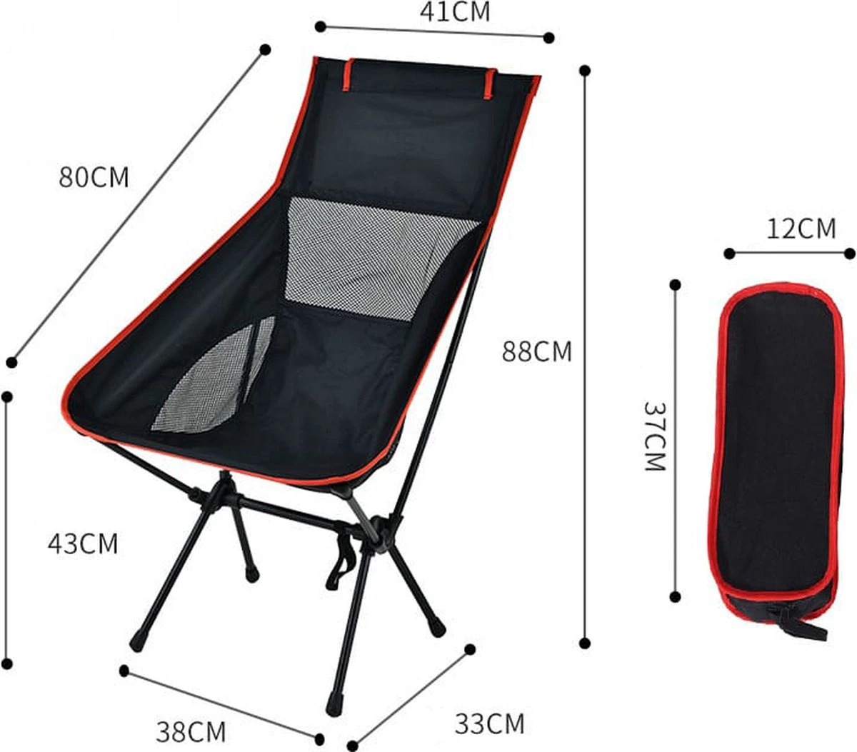 Lopoleis® Campingstoel – Campingstoel Opvouwbaar – Visstoel – Vouwstoel – Strandstoel – Inklapbaar – Lichtgewicht – Outdoor Stoel - Hoge Rugleuning - Afbeelding 2