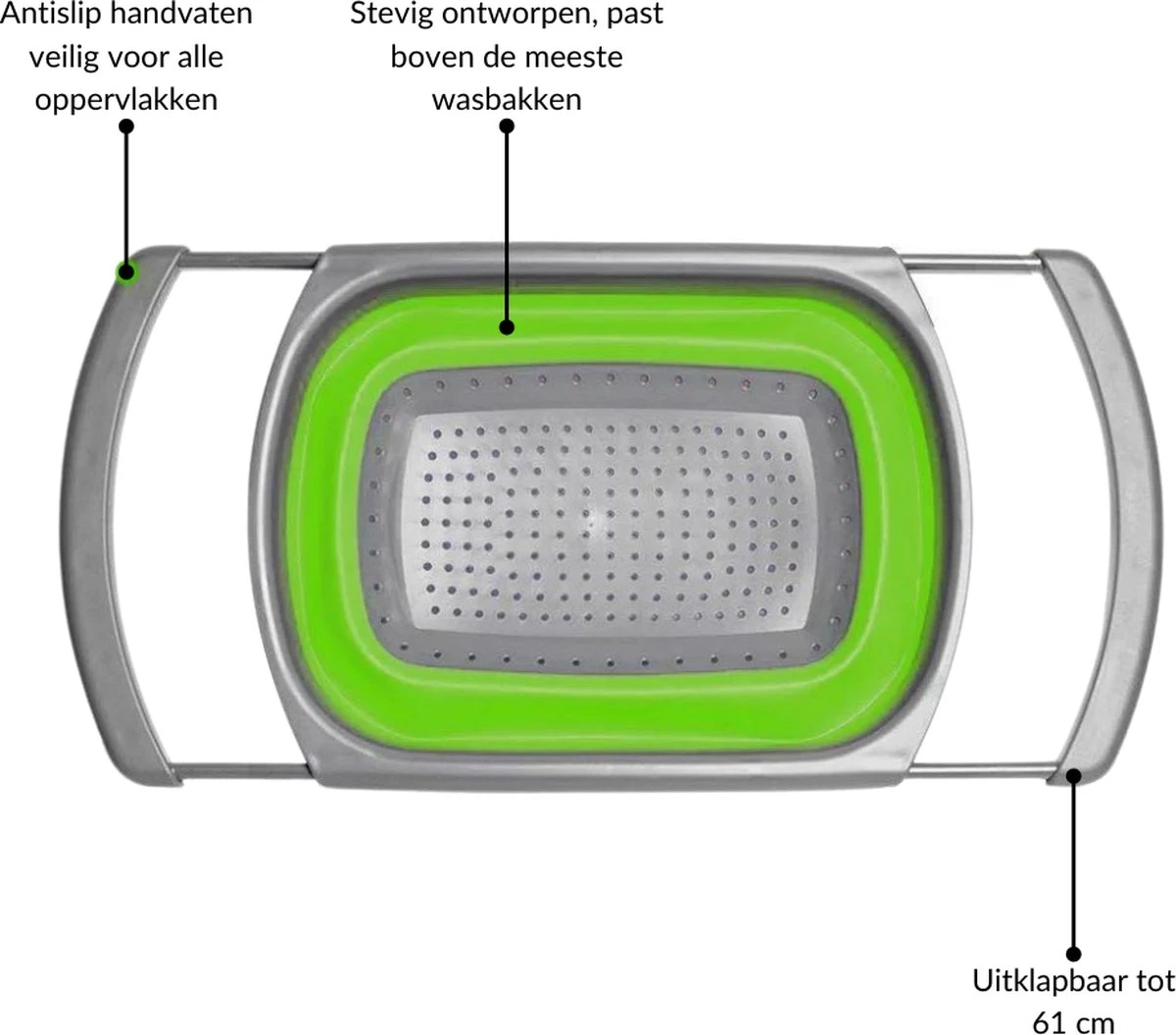 Buxibo - 3-Delige Keuken Vergiet Set Inklapbaar Groen/Grijs - Afbeelding 19