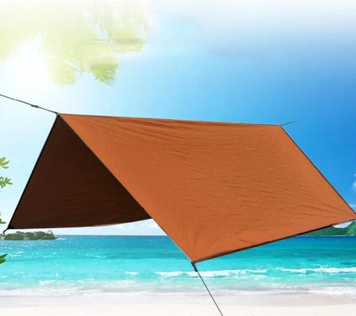 Merkloos TDR - Outdoor Draagbaar Zonnescherm Met Opbergtas - Waterdicht-SPF - Tarps Voor Kamperen300 * 300cm - 3-4Personen - Orange - Afbeelding 2