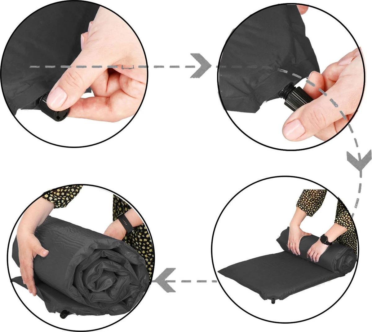 Springos Slaapmat | Zelfopblazend | 180 Cm | Inclusief Hoes | Zwart - Afbeelding 18