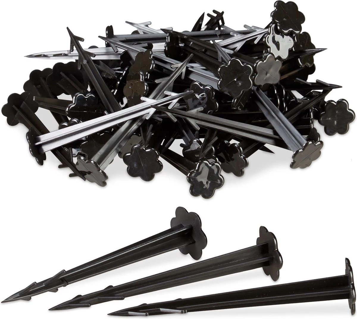 Relaxdays Grondzeilpen Kunststof - 100 Haringen - Grondpen Tuinzeil - Grondharing Set