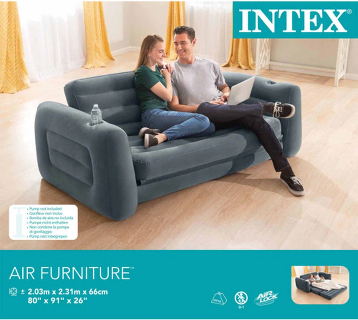 Intex Luxe Bankstel / Opblaasbare Slaapbank - 2-persoons - 203x224x66 Cm - Afbeelding 5