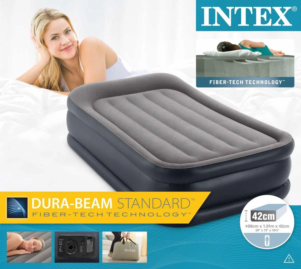 Intex Twin Deluxe Pillow Rest Raised Luchtbed - 191x99x42 Cm - Afbeelding 6