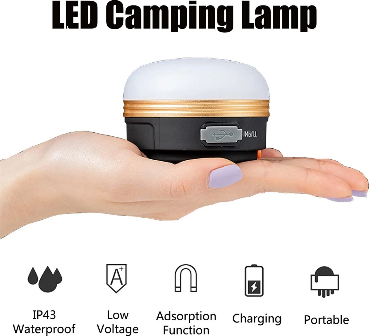 Albrillo Campinglamp LED 2 Stuks Campinglantaarn USB Oplaadbaar Campinglicht, 3 Modi Waterdicht Met 1800mAh Powerbank LED Campinglantaarn Tentverlichting Voor Vissen, Wandelen, Kamperen, Noodgevallen - Afbeelding 6