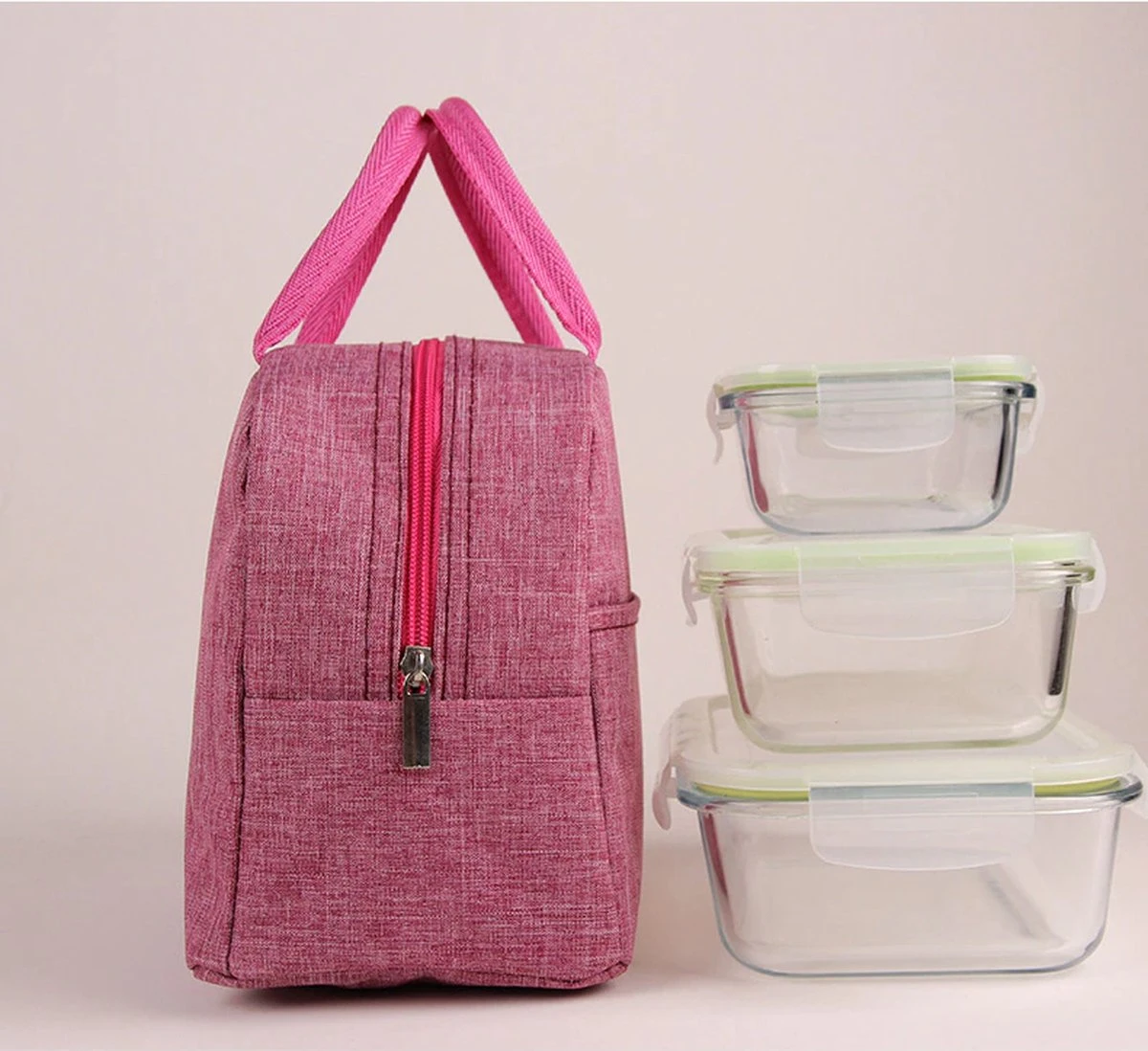 Koeltas - Lunchtas - Volwassenen En Kinderen - Compact & Handig: Zomer - Picknick -School - Lunch - Werk - Klassiek Roze - Afbeelding 2
