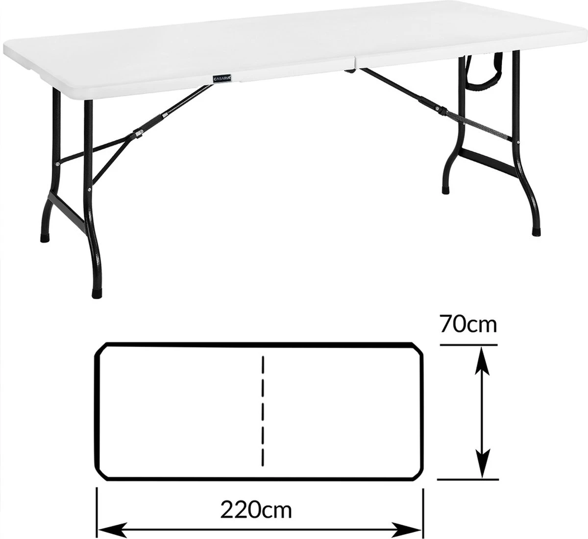 Casaria Tuintafel Opvouwbaar – Met Draaggreep 220x70 Cm – Wit - Afbeelding 12