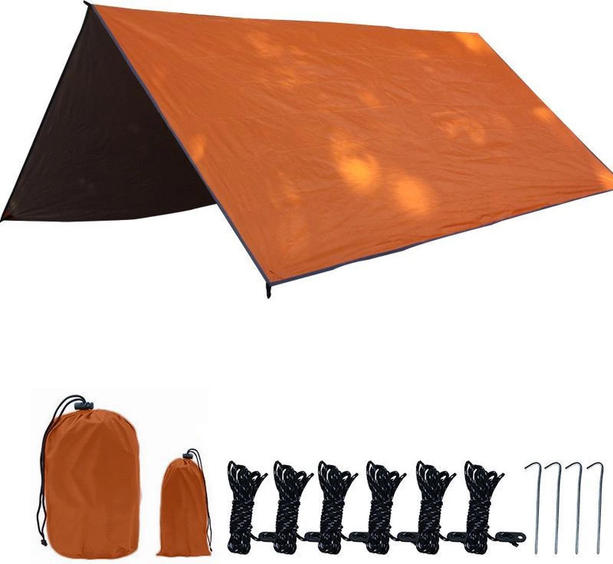 Merkloos TDR - Outdoor Draagbaar Zonnescherm Met Opbergtas - Waterdicht-SPF - Tarps Voor Kamperen300 * 300cm - 3-4Personen - Orange - Afbeelding 3