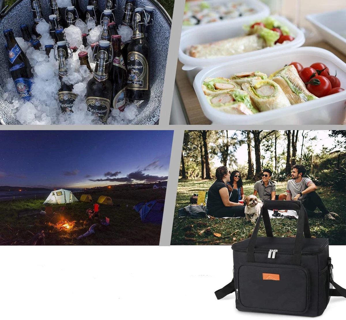 Lunchtas - Koeltas Voor Dames En Heren - Cool Bag - 4 Laags Geïsoleerde Koeltas - Kleine Cooler - Lunch Box - Lunchtas 15 Liter- Zwart - Afbeelding 4