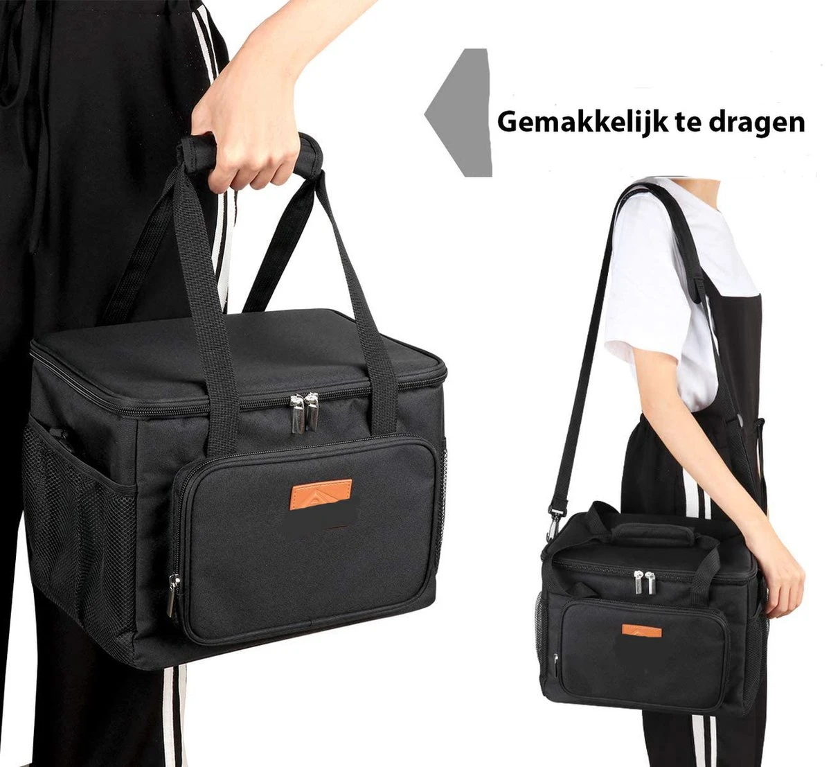 Lunchtas - Koeltas Voor Dames En Heren - Cool Bag - 4 Laags Geïsoleerde Koeltas - Kleine Cooler - Lunch Box - Lunchtas 15 Liter- Zwart - Afbeelding 6