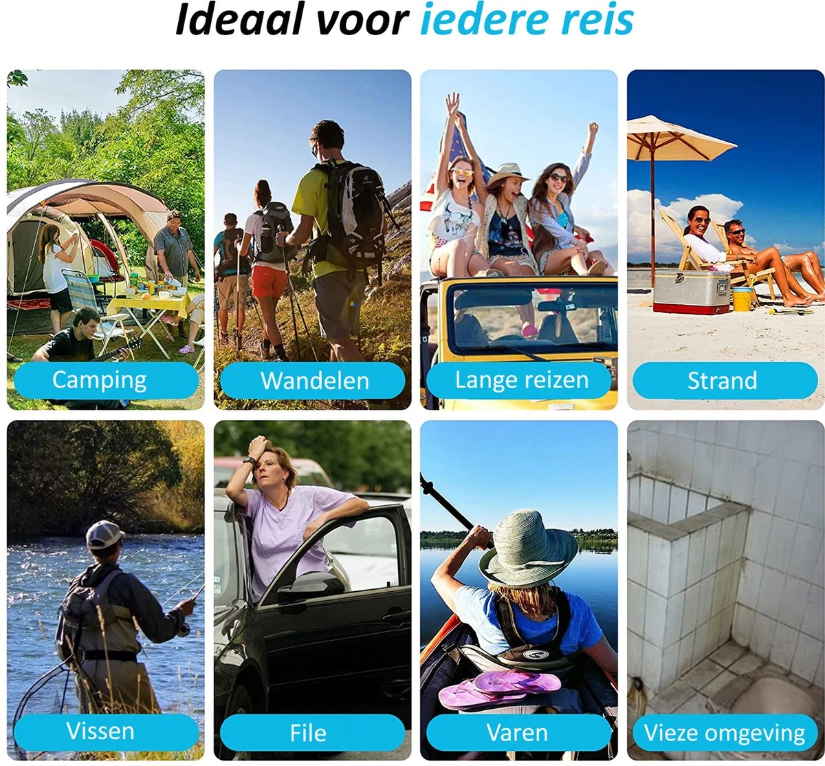 Merkloos Camping Toilet Met Draagtas En 10 Vuilzakken - Toiletemmer Draagbaar Met Deksel - Afbeelding 6