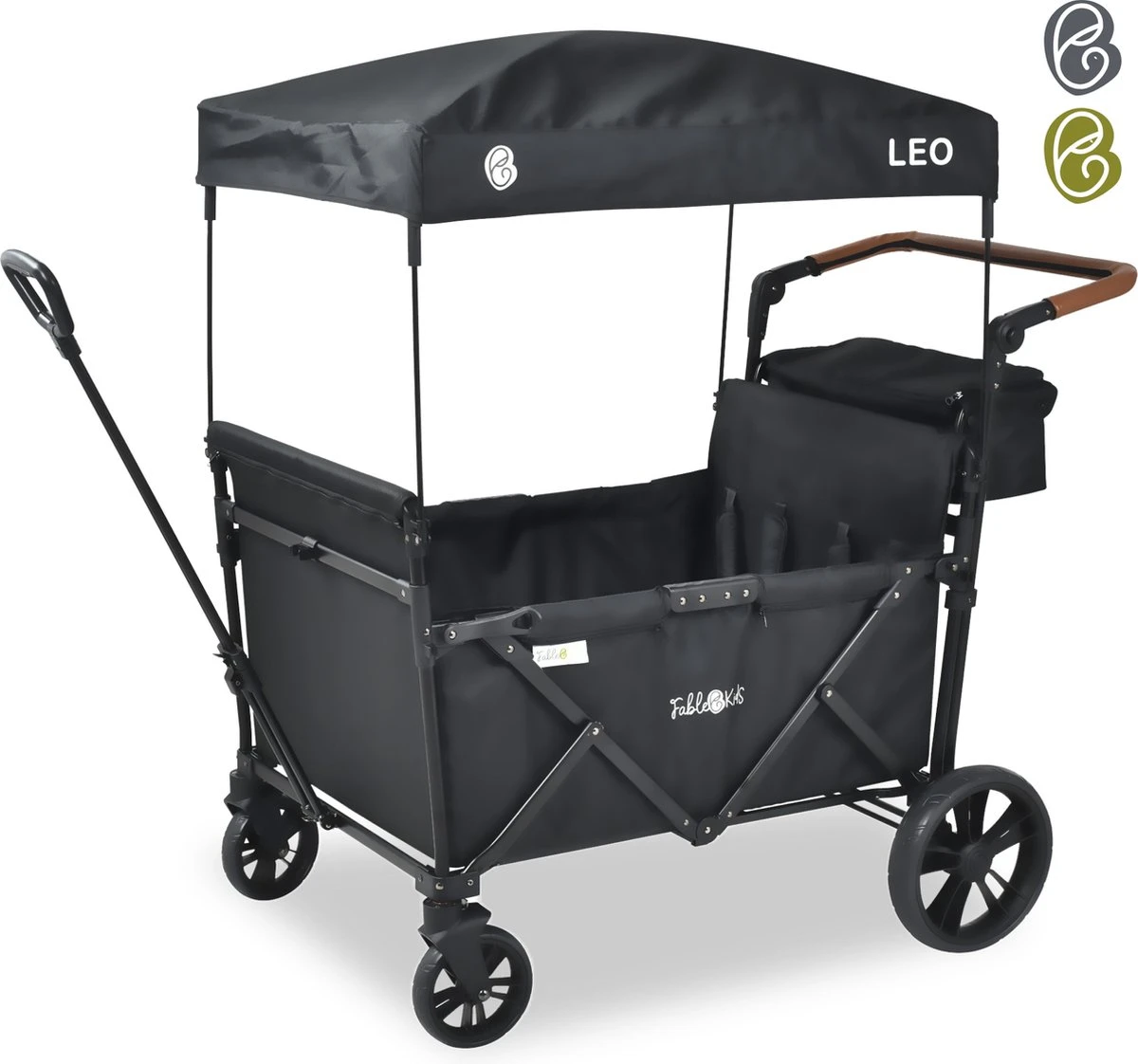 FableKids LEO X4Lite Opvouwbare Handkar Met Dak Onyx Zwart
