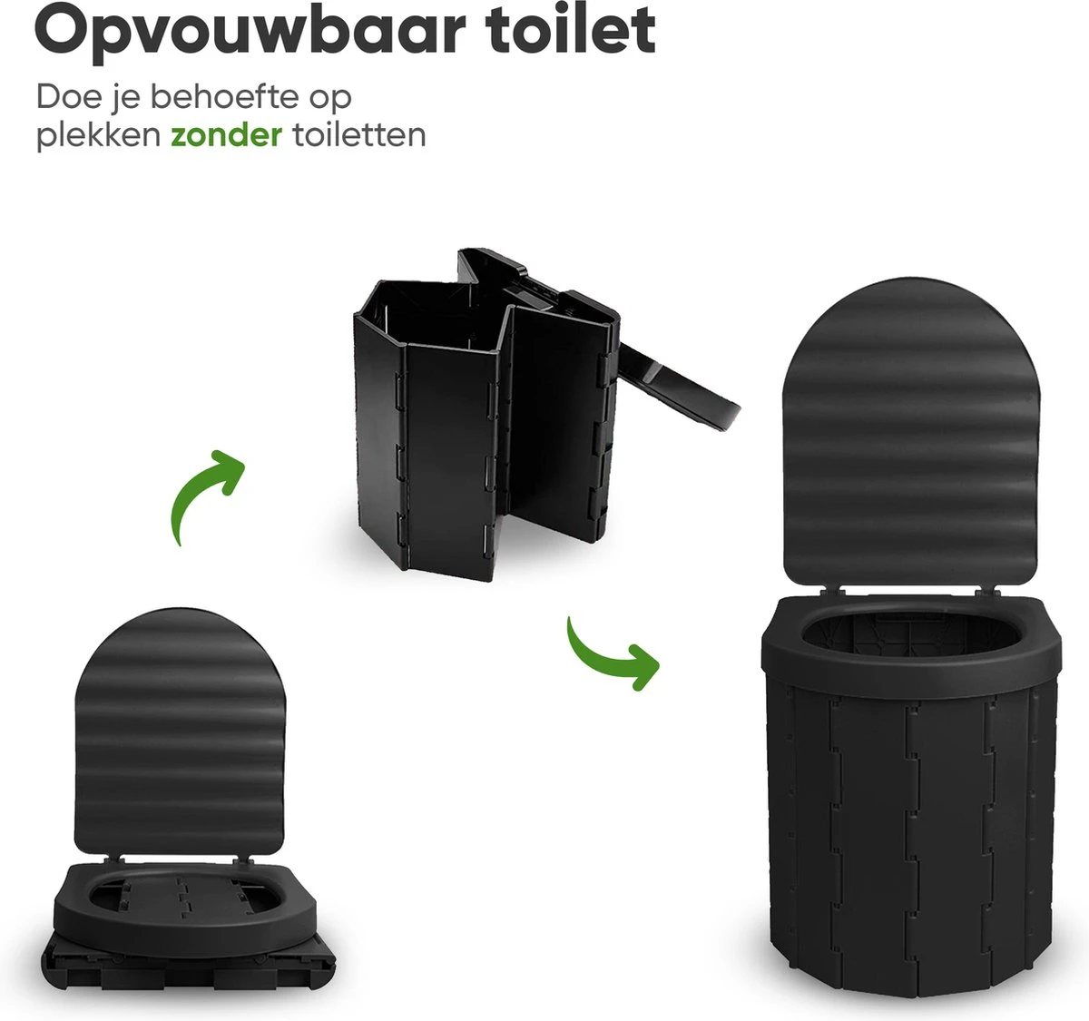 KNGZ Outdoor Gear – Camping Toilet – Nieuw Model – Biologisch Afbreekbare Zakjes – Opvouwbare Camping Toilet Met Deksel – Camping Toilet Hoge Zit – Draagbare WC Emmer Volwassen – Draagbaar Mobiel Potje – Nachtemmer – Opvouwbaar Toilet – Kamperen - Afbeelding 5