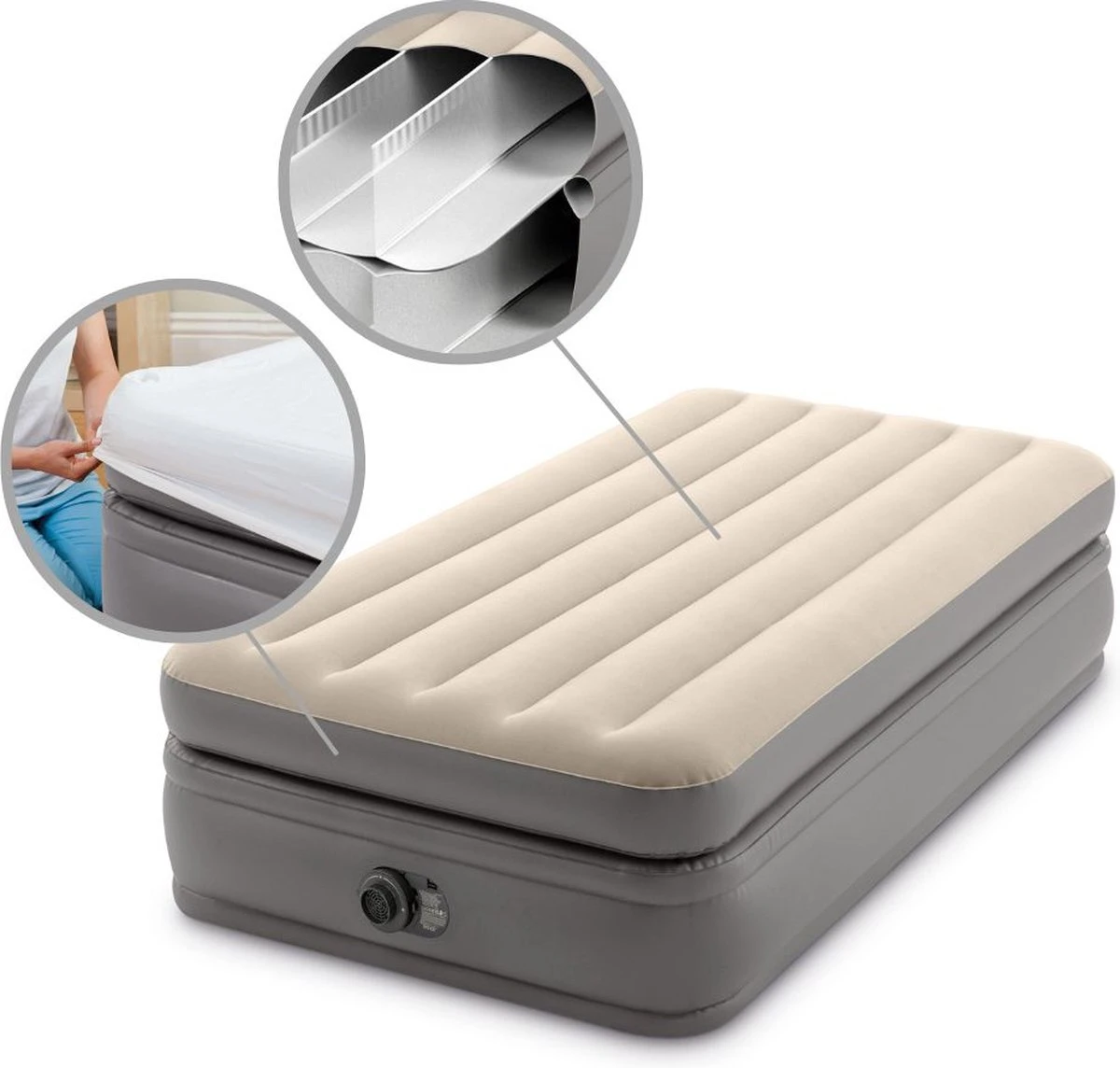 Intex Prime Comfort - Luchtbed - 1-Persoons - 99x191x51 Cm (BxLxH) - Grijs - Met Ingebouwde Motorpomp - Afbeelding 7