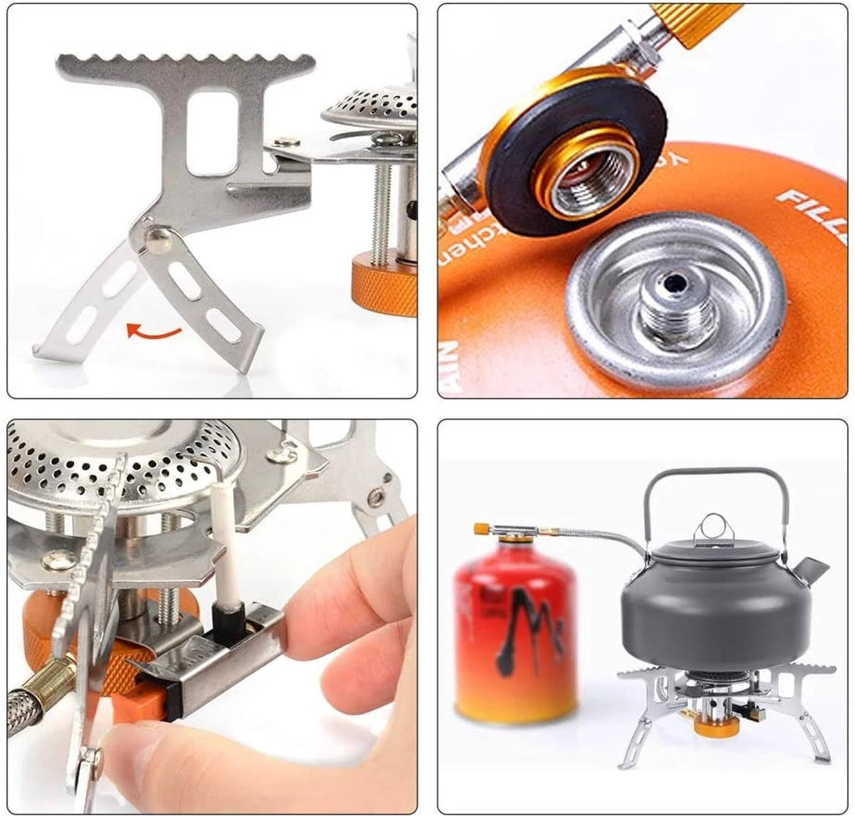 Ultralichte En Opvouwbare Gasbrander Op Pootjes Met Keramische Ontsteking - Afbeelding 5