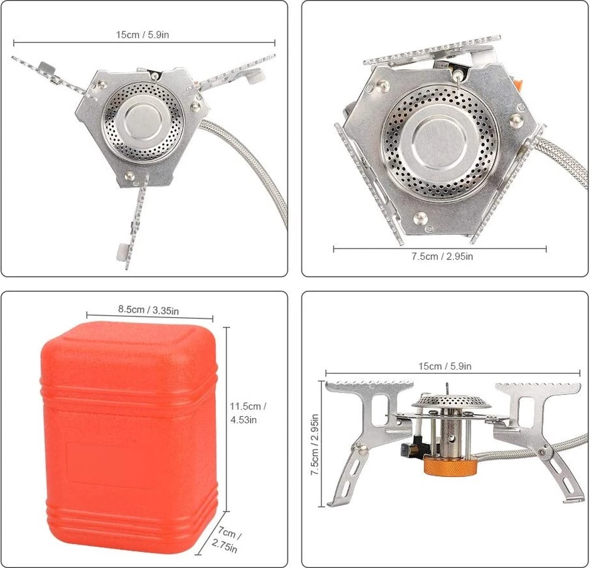 Ultralichte En Opvouwbare Gasbrander Op Pootjes Met Keramische Ontsteking - Afbeelding 6