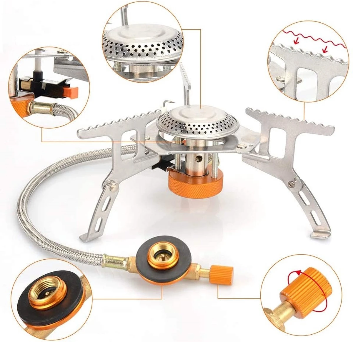 Ultralichte En Opvouwbare Gasbrander Op Pootjes Met Keramische Ontsteking - Afbeelding 4