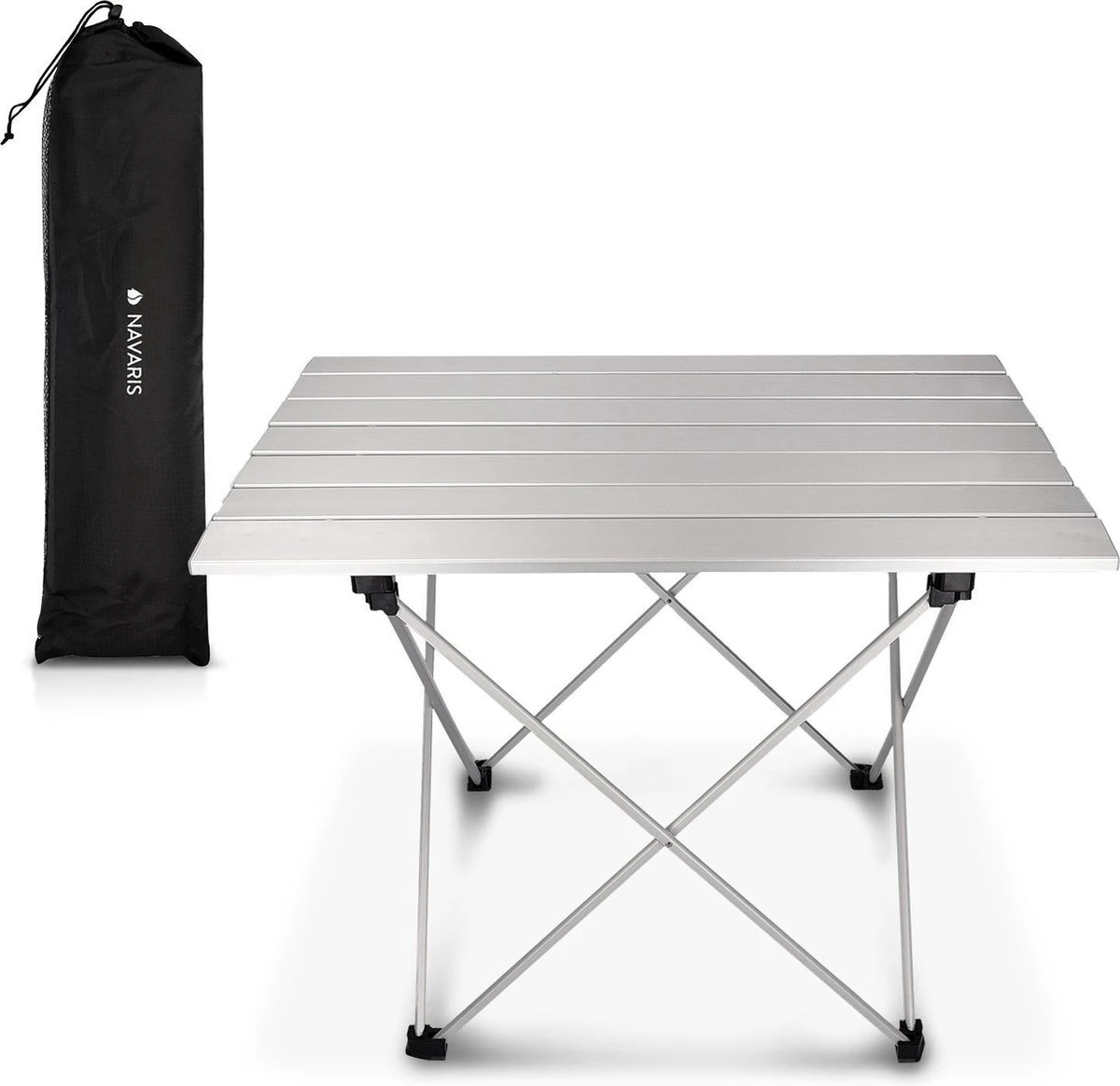 Navaris Campingtafel - Inklapbaar Campingtafeltje Van Aluminium - Opvouwbare Tafel Inclusief Draagtas - Picknicktafel - Zilver - Afbeelding 4