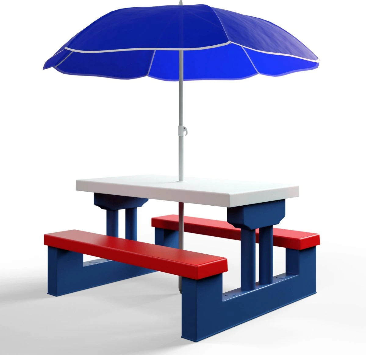 Merkloos Kinder Picknicktafel Met Parasol - Blauw - Afbeelding 7