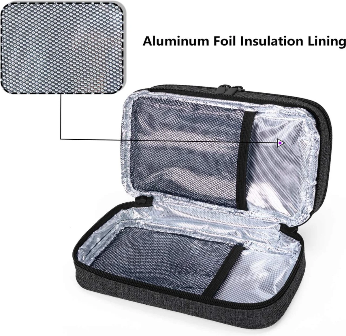 Merkloos Insuline Koeltas Etui Diabetes Tasje Met Ijspak Diabetes Clutch Zwart - Afbeelding 4