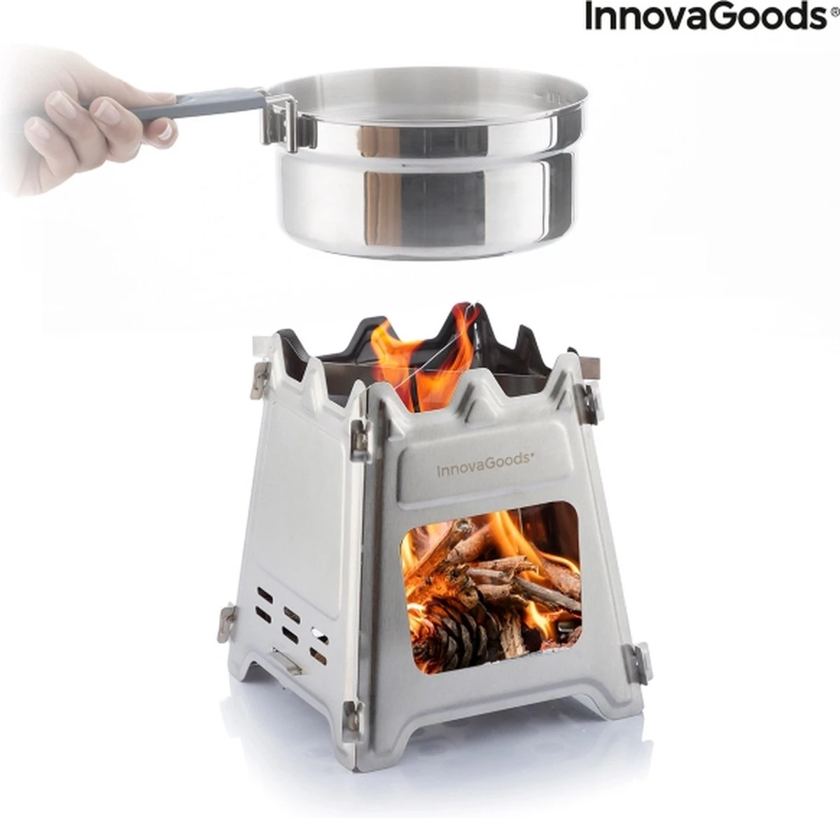 Innovagoods INKLAPBARE STALEN CAMPINGOVEN FLAMET - Camping Oven - Mini Oven - Camping Oventje - Oventje Camping - Mini Oven Vrijstaand - Mini Oventje - Afbeelding 6