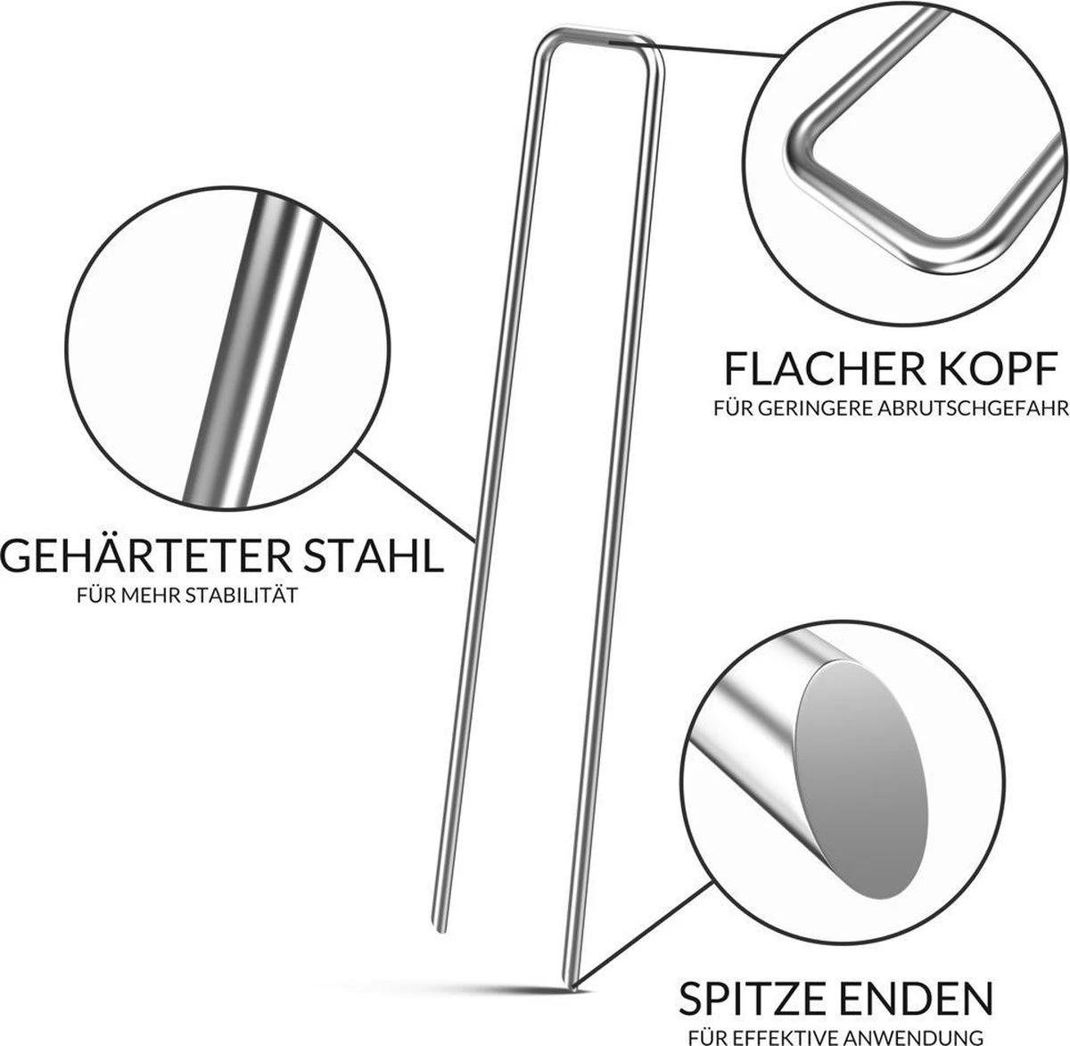Gardebruk Haringen Set Van 50 Gegalvaniseerd Staal LxØ 150x2,7mm - Afbeelding 3