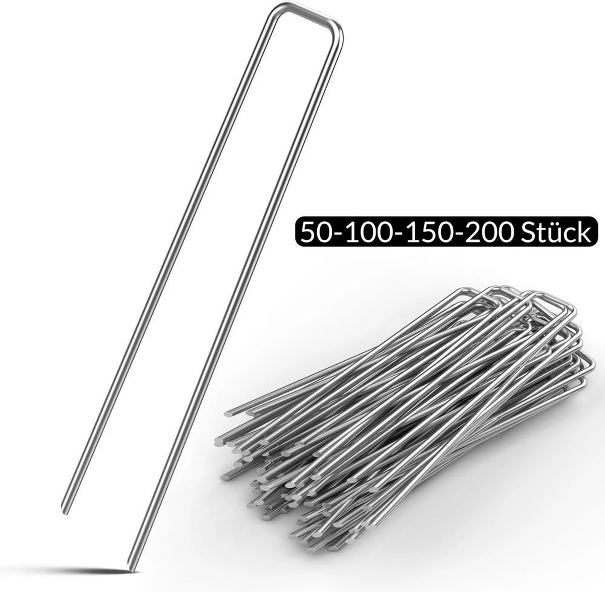 Gardebruk Haringen Set Van 100 Gegalvaniseerd Staal LxØ 150x2,7mm - Afbeelding 3