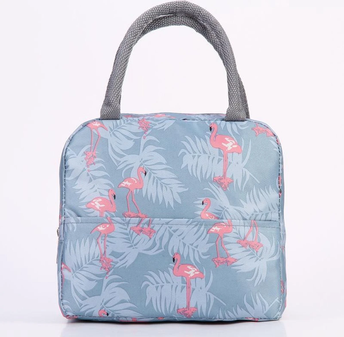 Koeltas - Lunchtas - Volwassenen En Kinderen - Compact & Handig: Zomer - Picknick -School - Lunch - Werk - Grijs Flamingo