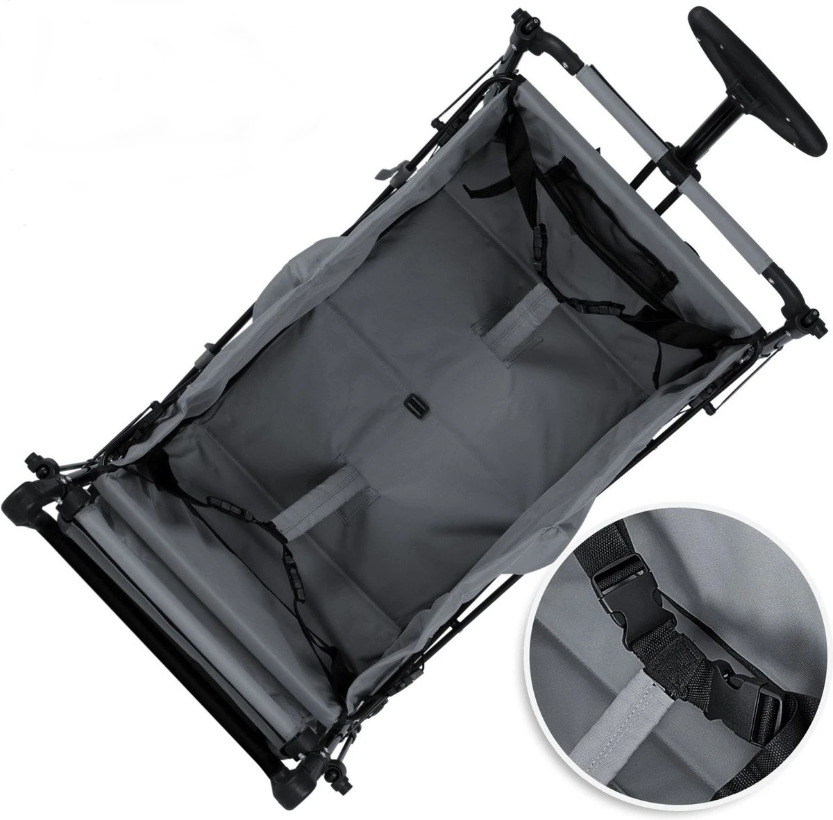 Rijoka Luxe Opvouwbare Bolderkar/Bolderwagen | Met Dakje En Draagtas | Grijs - Afbeelding 6